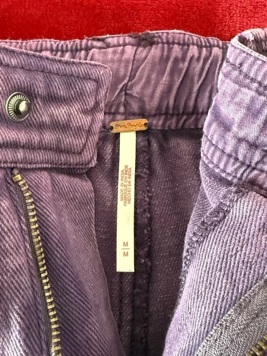 Free People Plum/prune  Came And Ge It Cargo Wide-Leg Denim Pants - Picture 10 of 12